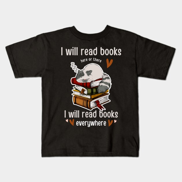 I Will Read Books Here Or There I Will Read Books Everywhere Funny Reading cat T-shirt Gift For Men Women Kids T-Shirt by Emouran